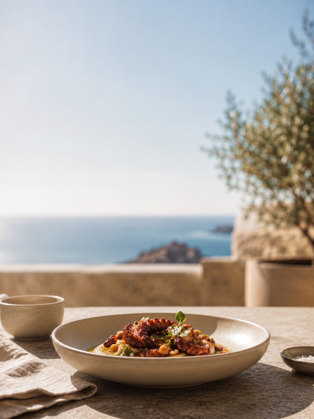 Producto de mercado mediterráneo: pescado fresco y tomate